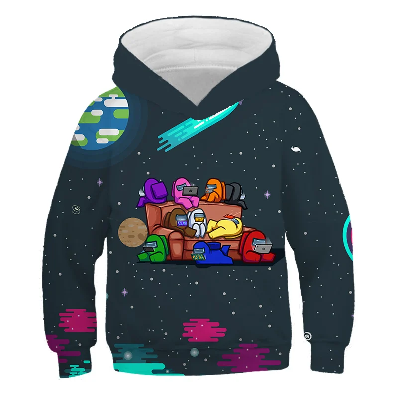 

Cute purple Games Kids 3d print Hoodies Among Us children Size Boys&Girls Long Sleeve Hooded Streetwear Style Harajuku Clothes