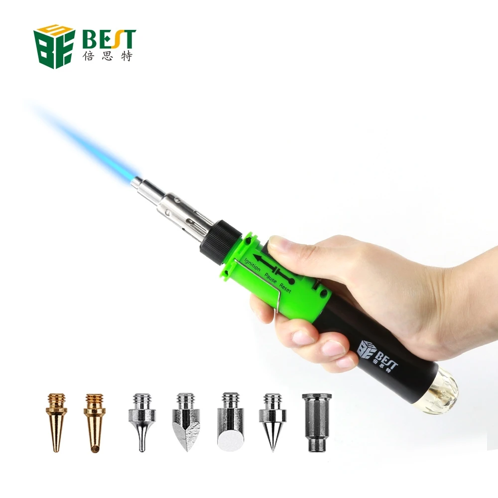 Gas Soldering Iron Multifunctional Auto-ignition Adjustable Flame Butane Iron with Hot Air Gun Flamethrower Welding Repair Tool