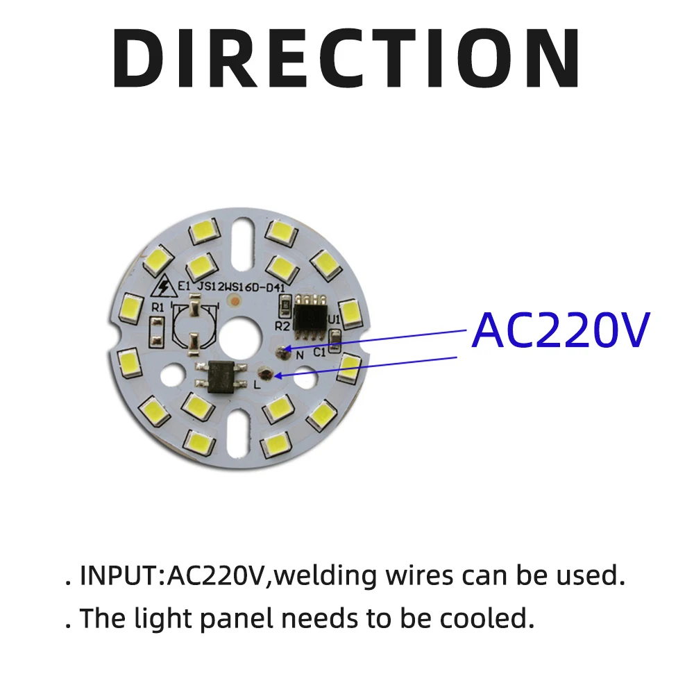 Светодиодные чипы SMD2835 5 шт./лот 220 В переменного тока 3 Вт 7 9 12 | Лампы и освещение