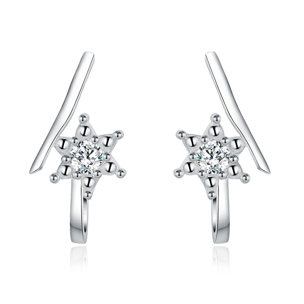Женские классические серьги гвоздики SINTA Star из стерлингового серебра S925 пробы с