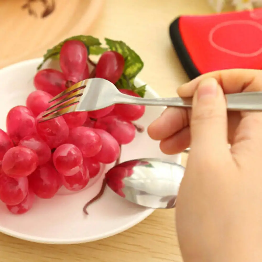 

3 Pcs Portable Fork Spoon Chopsticks Travel Stainless Steel Cutlery Portable Camping Nylon Bag Suitable For Home Dinnerware Sets
