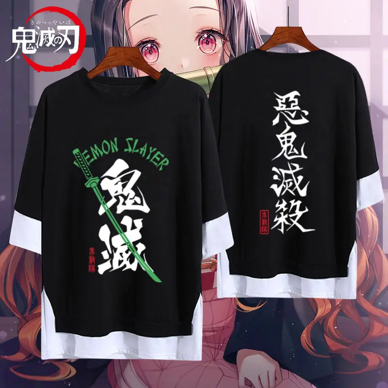 

Cosplay Costumes Anime Demon Slayer Tanjirou Nezuko Short Sleeve Cartoon T-shirt Men And Women Fashion Cotton Clothes In Summer