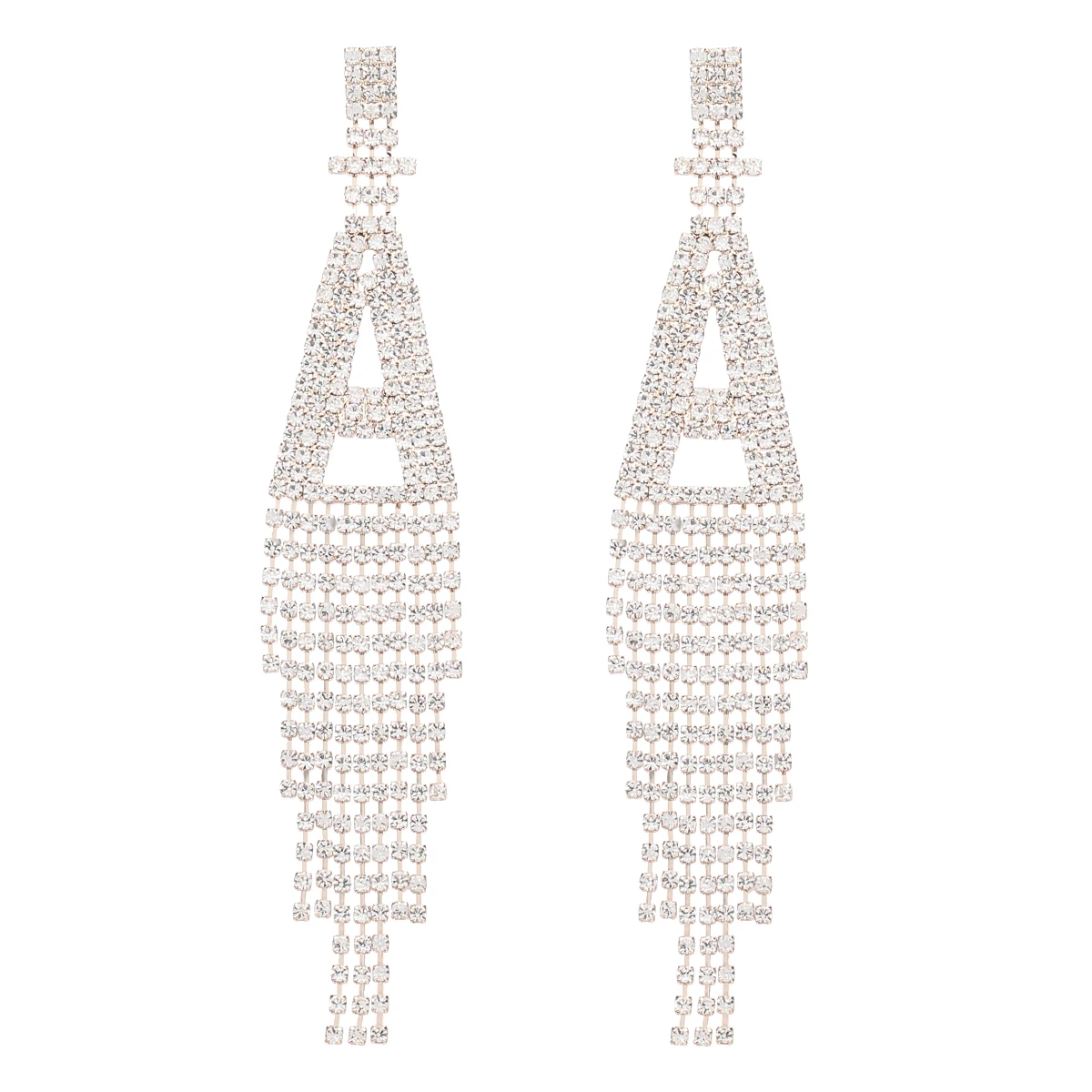 

New Fashion Ladies Tassel Zircon Rhinestone Letter A Hanging Claw Chain Earrings Tassel Long Temperament Popular Earrings