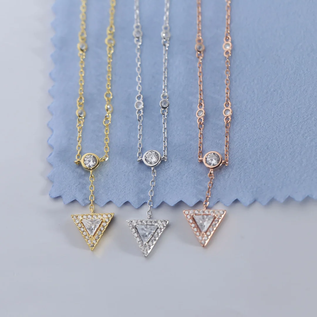 

Hot selling big brand 925 sterling silver triangle pendant exquisite lady anklet, fashion trend lady anklet