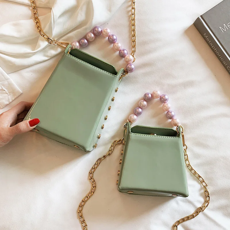 Корейская мода женская сумка с жемчугом маленькая ручками сверху сумки через