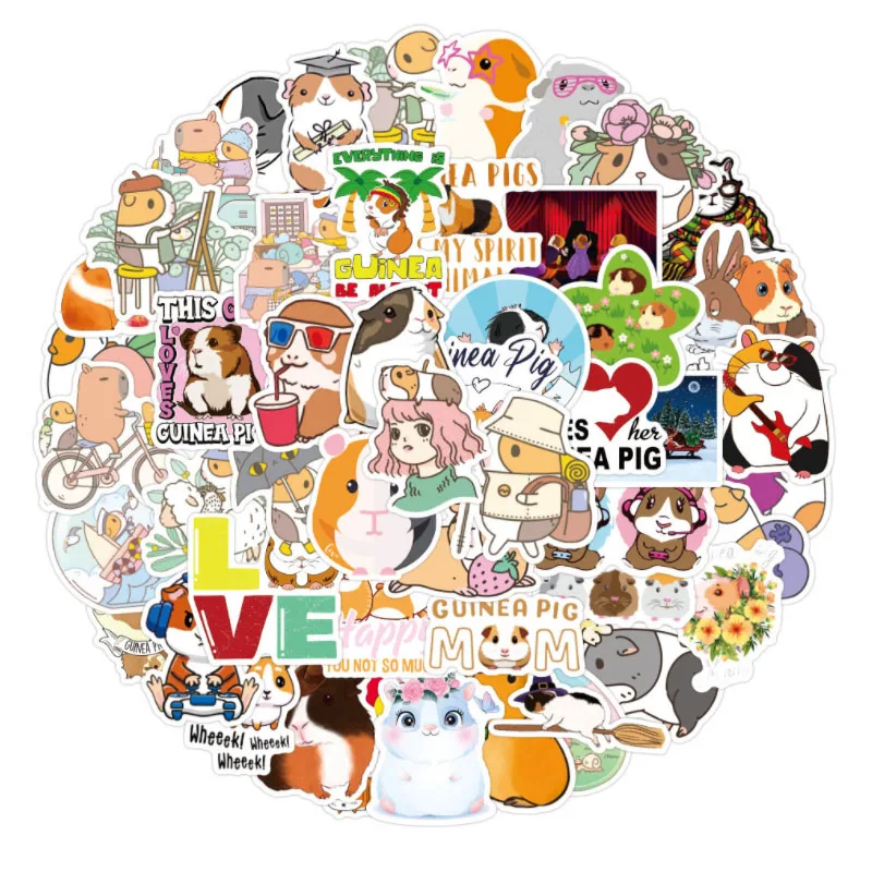 103050pcs new style guinea pig graffiti waterproof skateboard travel suitcase phone laptop luggage stickers diy kids girl free global shipping