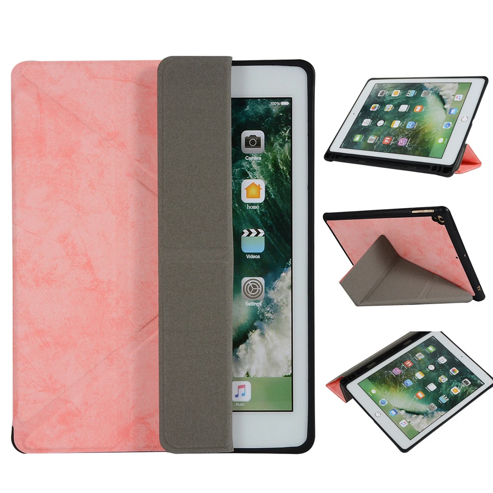 Для iPad 9,7 дюймов Pro 9,7 чехол с карандашом держатель трехстворчатая подставка задняя крышка для iPad 5 6 Air 1 2 Smart Funda HY006