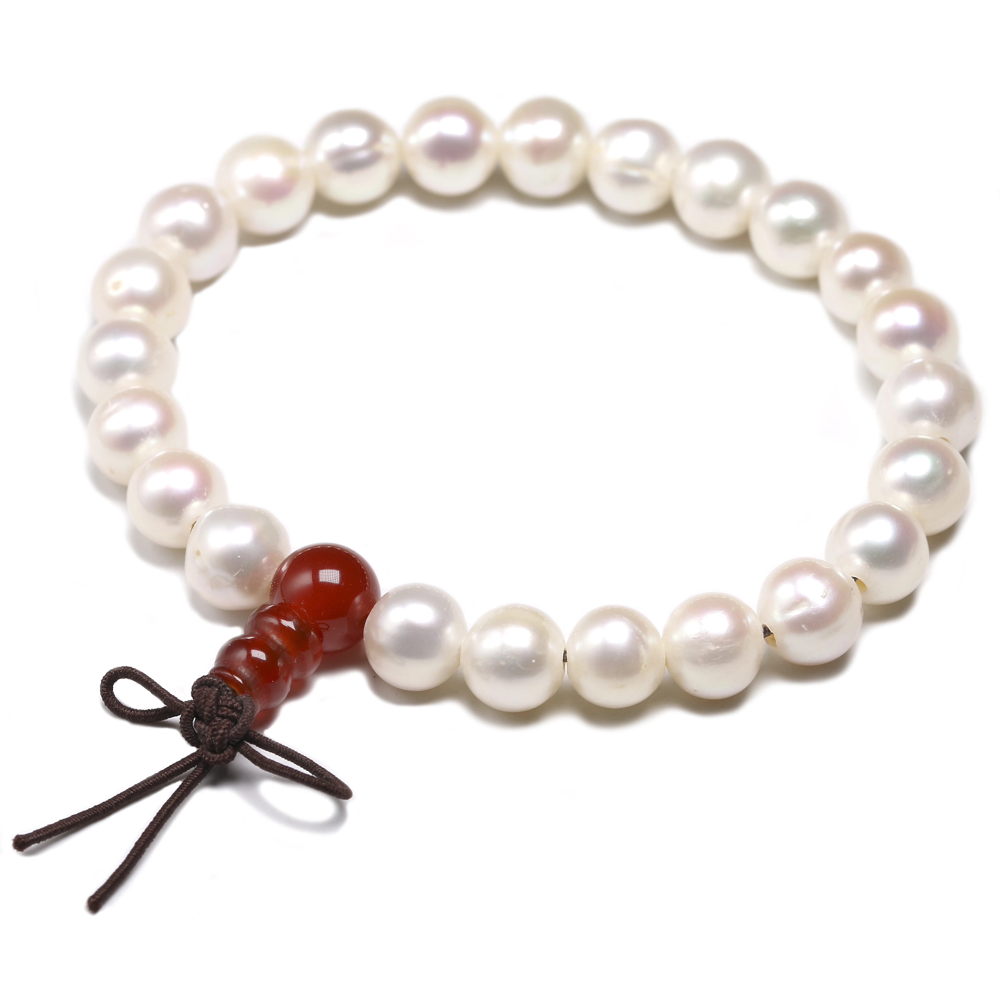 Жемчужный браслет из натурального пресноводного жемчуга и Красного Оникса