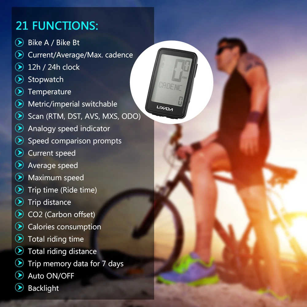 Беспроводной Велосипедный компьютер Lixada многофункциональный велосипедный с