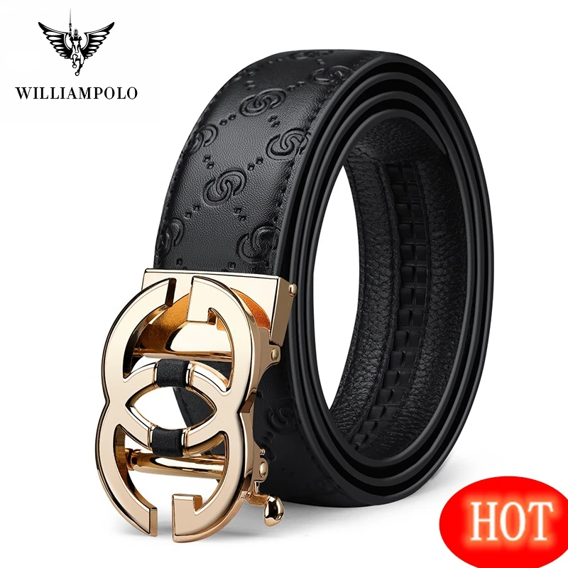 High-end leather men's belt with automatic buckle fashion business belt for young and middle-aged double G buckle waist trousers