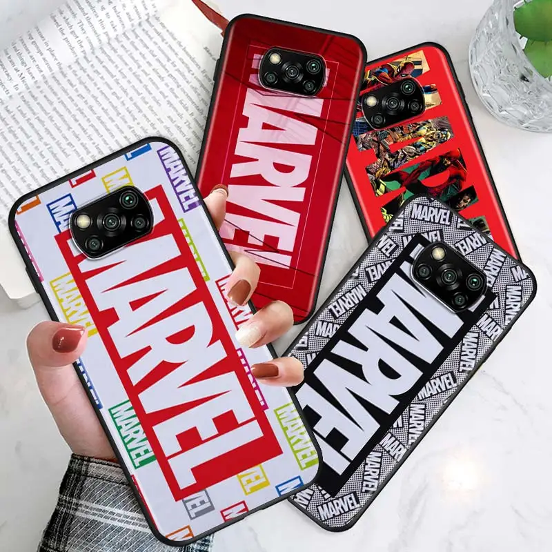 

Marvel logo cool For Xiaomi Poco X3 NFC F3 GT X2 M3 M2 5G Pro Mi A3 Lite 9SE CC9 Soft Black Phone Case Cover Shell