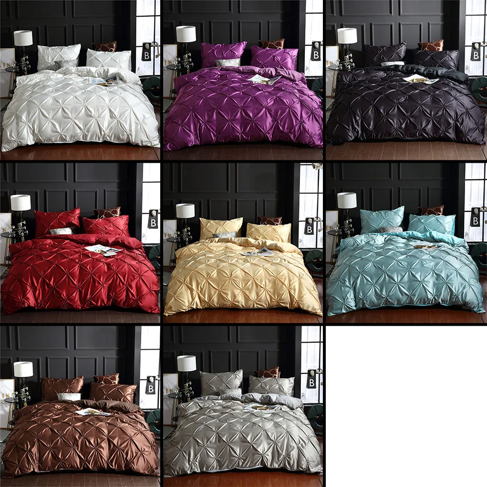 

Luxury Solid Comfortable Quilt Cover Adult Bed Bedding Linens White Gray Bed Cover Pillowcase US Twin Bed Duvet Cover Set