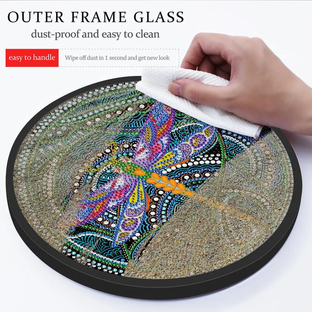 

Round Frame Diamond Painting Dragonfly Picture Of Rhinestone Painting Home Wall Decoration Diamond Embroidery Gift DIY Arts