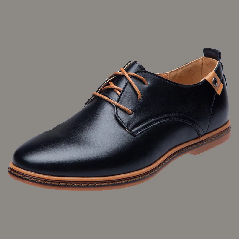 

Fashion Leather Casual Men Shoes Fashion Men Flats Round Toe Comfortable Office Men Dress Shoes Plus Size 38-48