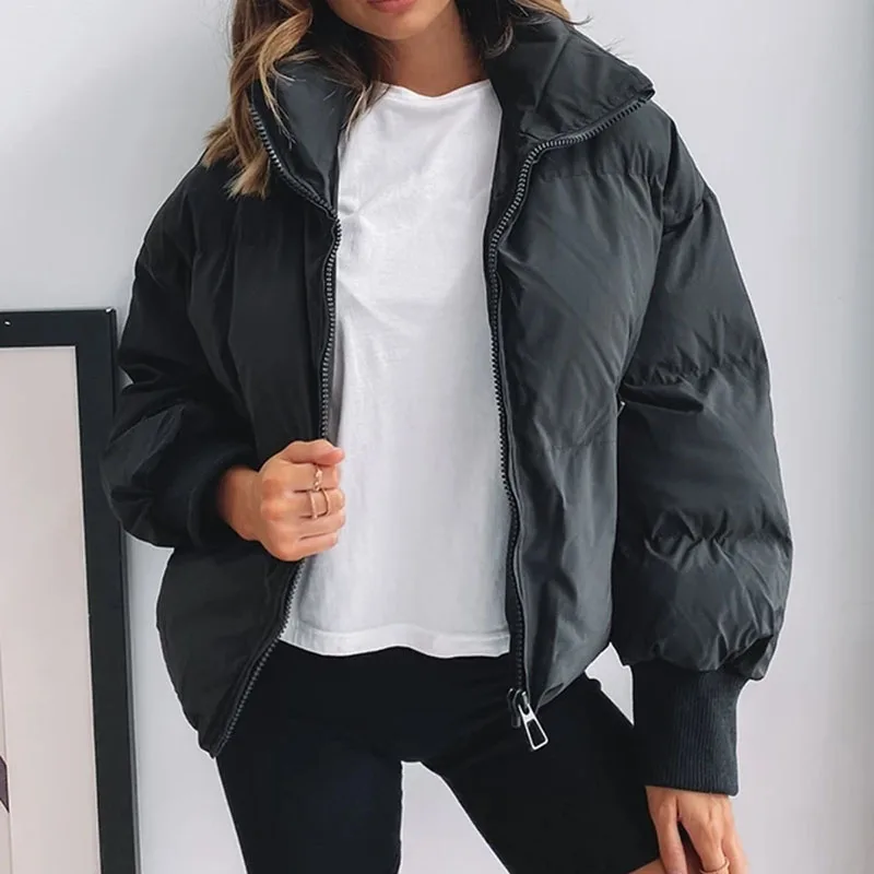 Women Coat 2021 New Fashion Large Size High Quality Solid Color Warm Women Cotton Coats Winter Casual Cotton Women Jacket NBH164