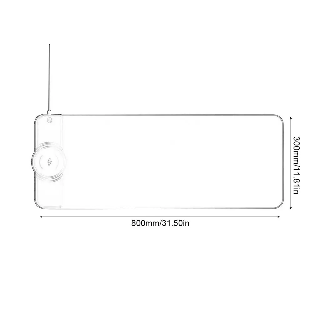 

800X300X4mm Wireless Charging RGB Mouse Pad Lighting Game Mouse Pad Large Size Waterproof Quick Charging Macbook Computer