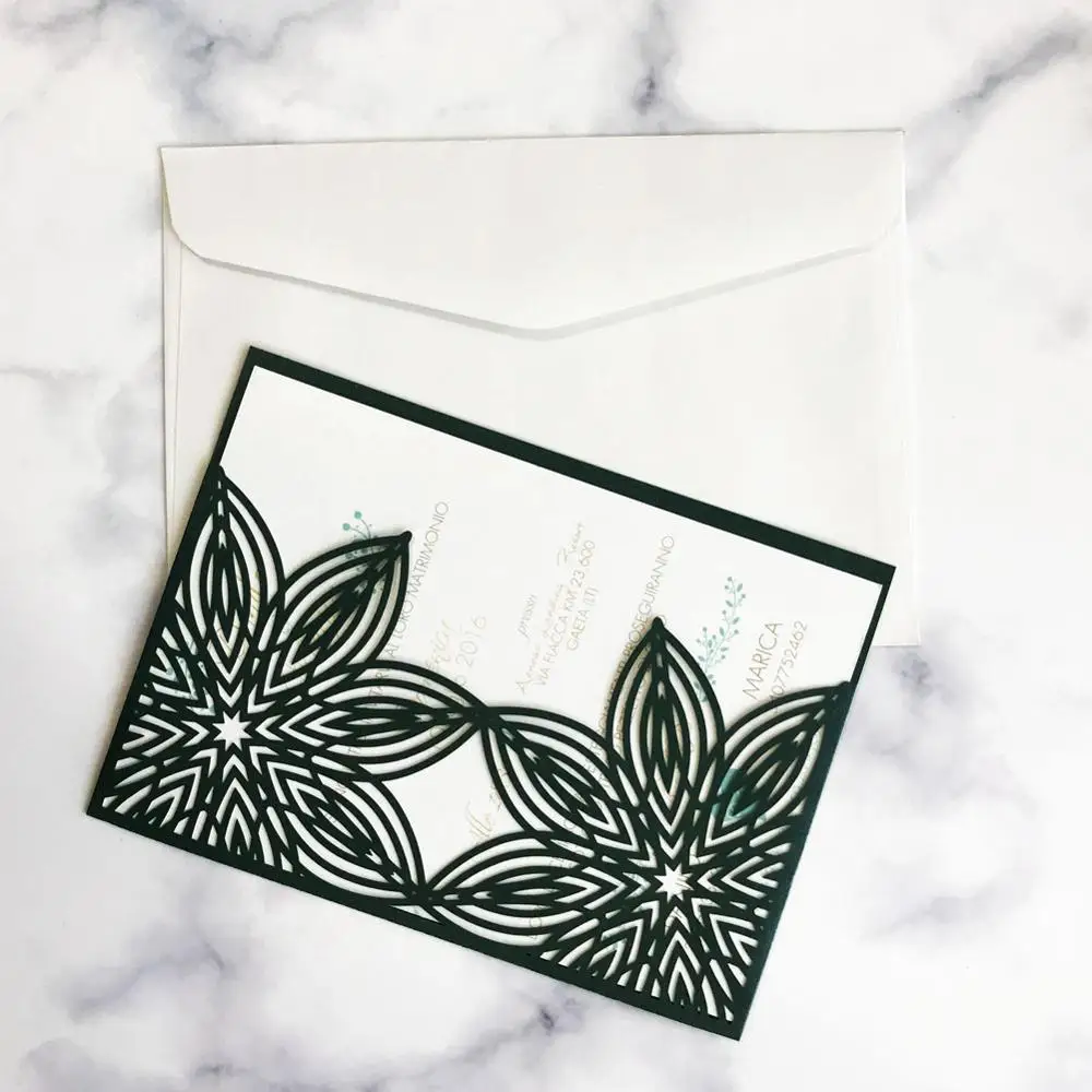 

20pcs/lo Design Flower Wedding Invitation Card Pocket Style Garden Flower Theme Birthday Party Engagement Celebration Invitation