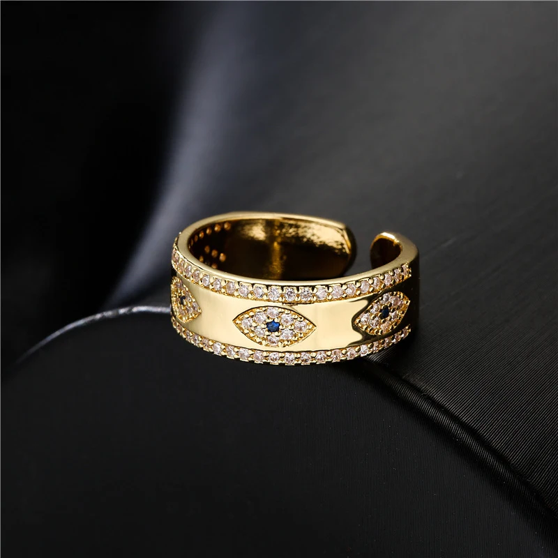 

European and American new style micro-inlaid zircon women's ring Personality Trend Fashion Devil's Eye Ring Jewelry wholesale