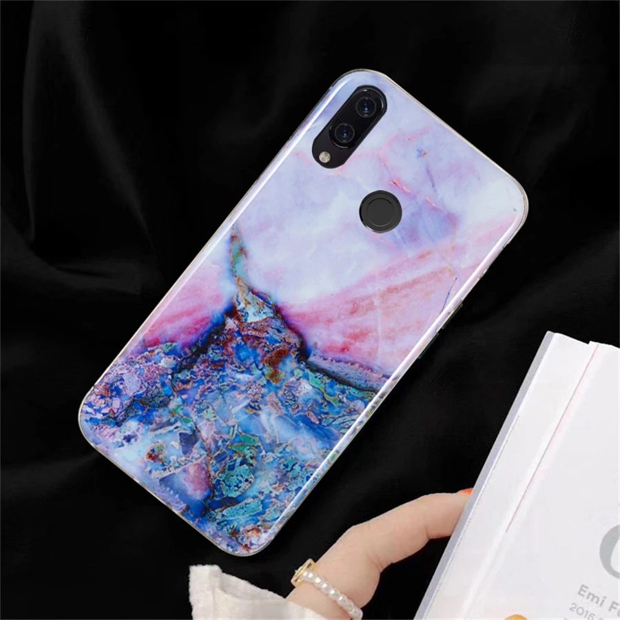 Мягкий чехол из ТПУ с узором для huawei Y6 2019 Красочные Мрамор Y3 Y5 Y7 Y9