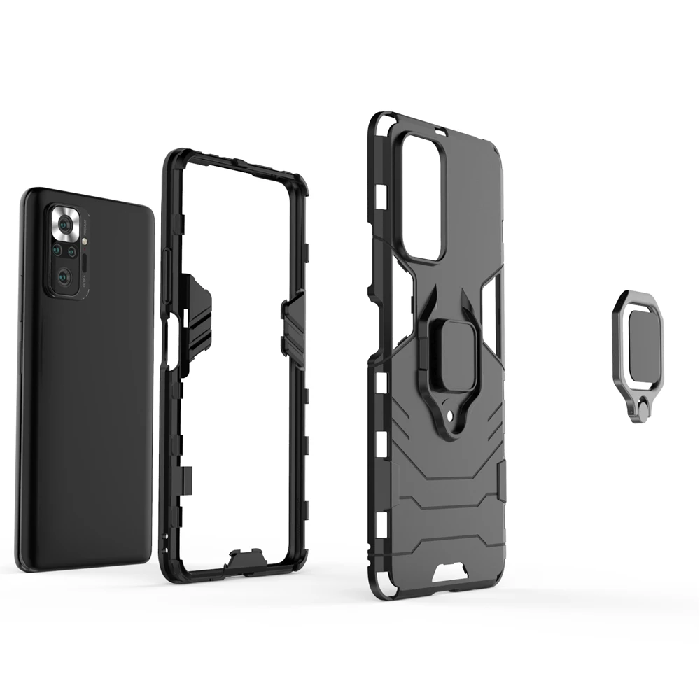 

UFlaxe Hard Case for Xiaomi Redmi Note 10 Pro Max 10S Redmi 10X 5G Car Mount Magnetic Bracket Ring Stand Shockproof Cover ZG