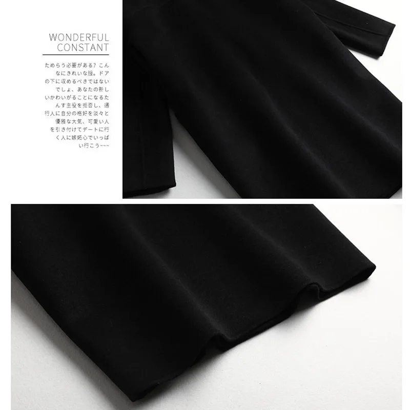

Oversized Women's Woolen Coat Female's 2020 Autumn Winter Black Loose Long Coat Wool & Blends