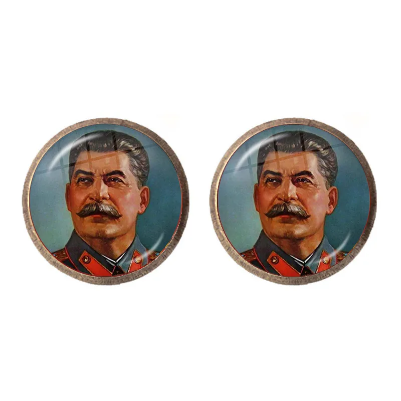 Советские СССР Сталин Ленин серьги гвоздики классическая красная звезда серп