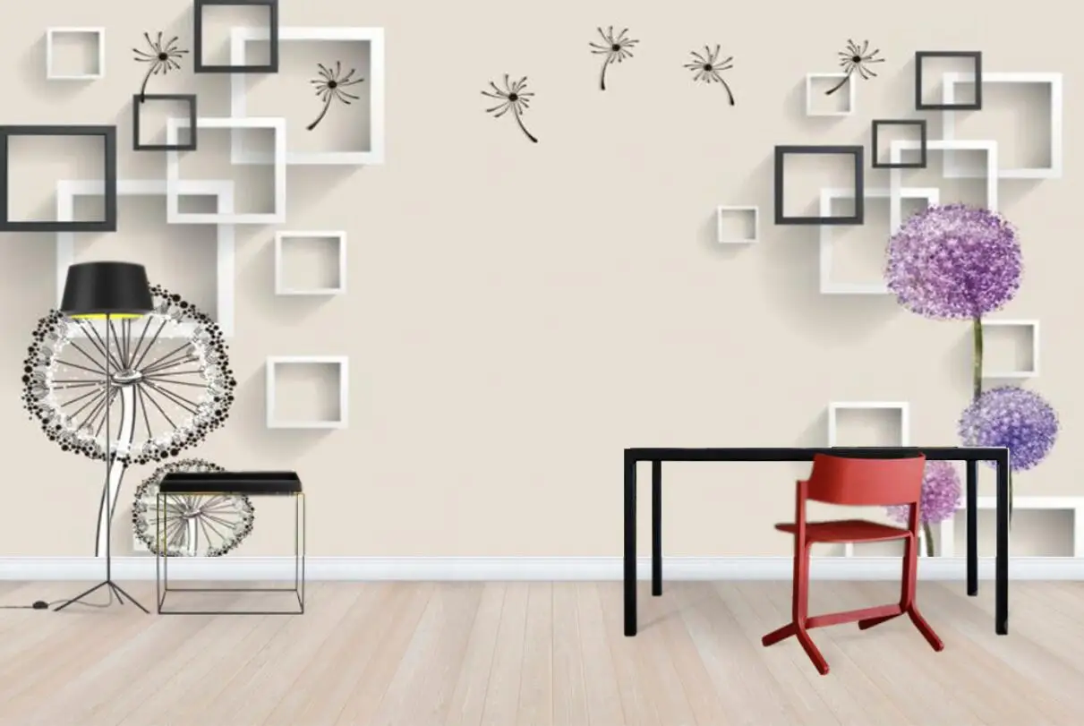 Пользовательские обои фото простые квадратные геометрические Одуванчик фоновые