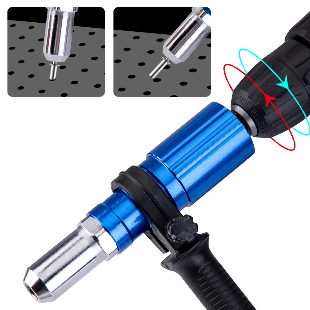 

Electric Rivet Gun Adapter Hand Tools Riveting Drill Electric Converter Cordless Quick Installation Tool Aluminum Alloy Body
