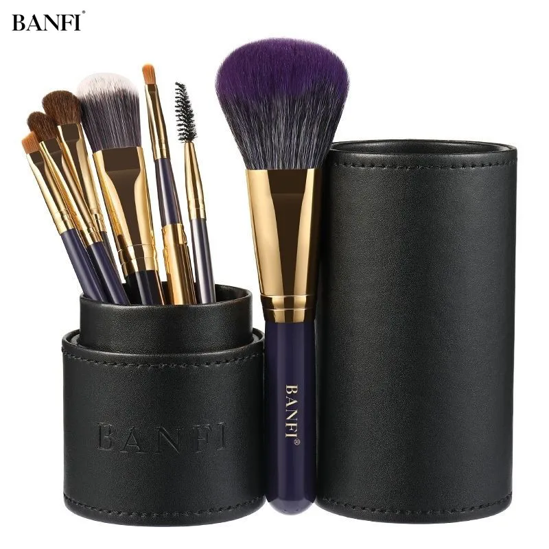 

BANFI 7pcs Purple wood Makeup Brushes shadow Set Concealer Cosmetic Pincel Blush Eyeshadow Concealer for make Wool Fiber