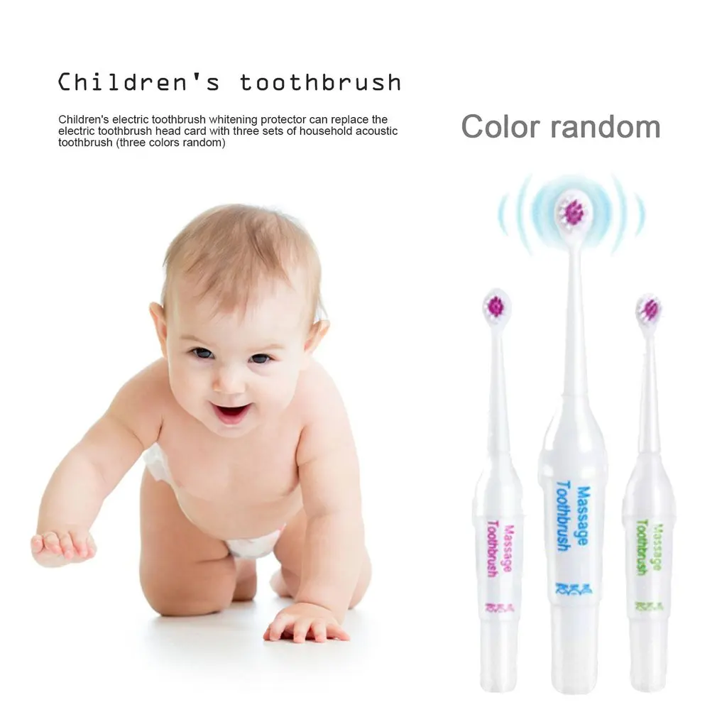 Cepillo de dientes el&eacute;ctrico para ni&ntilde;os, dispositivo de higiene bucal, resistente al agua, con bater&iacute;a, tama&ntilde;o compacto, 3 unids/set-3