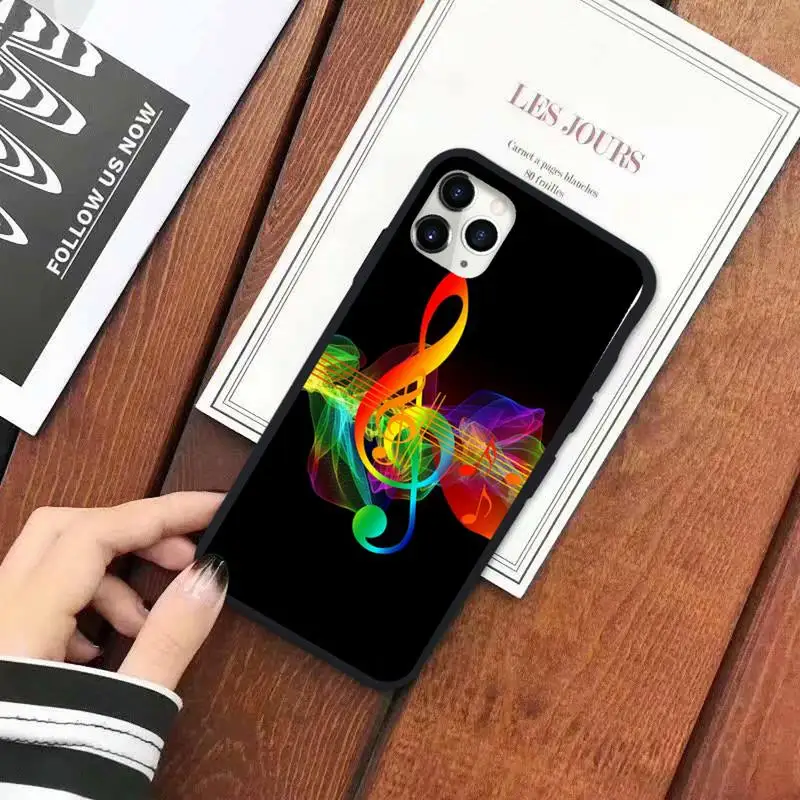 

Music notes corlorful art pattern luxury brand shell Phone Case for iPhone 11 12 pro XS MAX 8 7 6 6S Plus X 5S SE 2020 XR