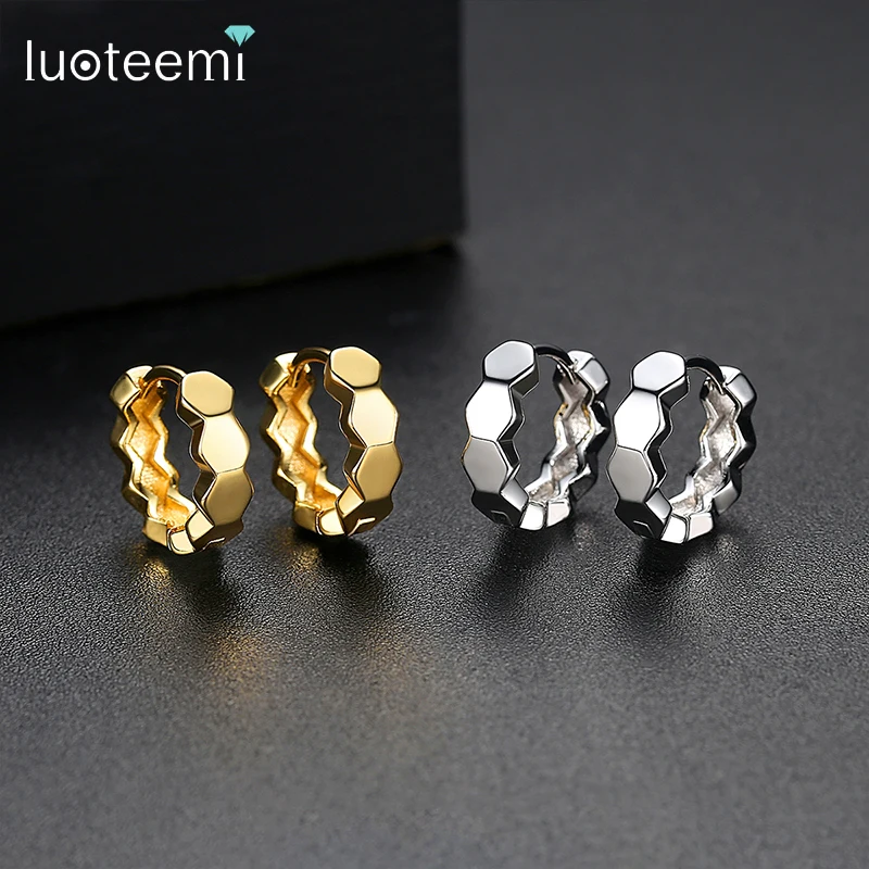 Маленькие серьги-кольца LUOTEEMI для женщин брендовые дизайнерские Простые