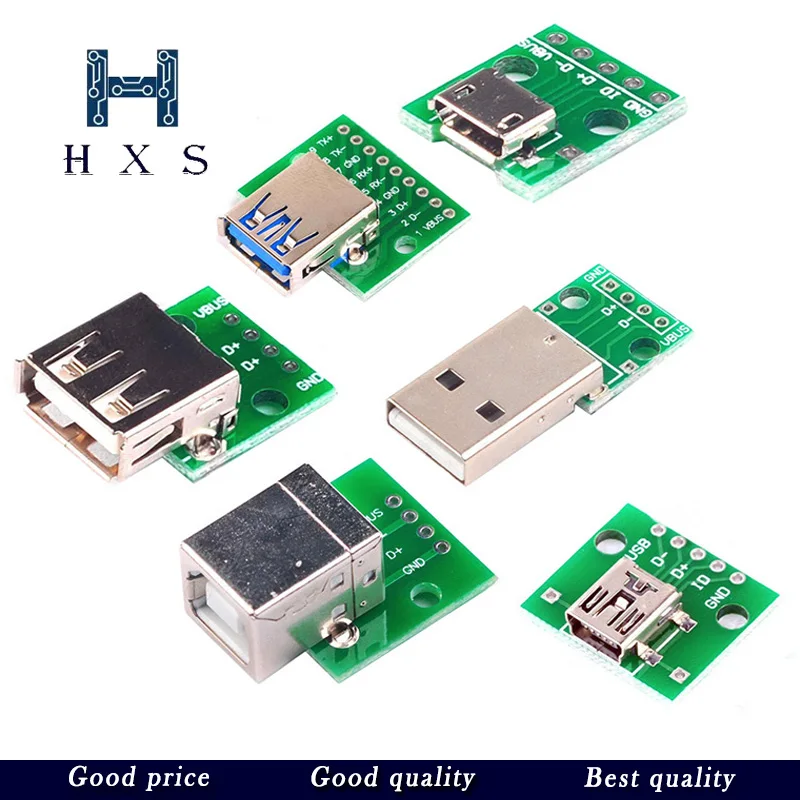 5 шт. Micro Mini USB A папа 2 0 3 мама B разъем интерфейс к 54 мм DIP PCB преобразователь адаптер