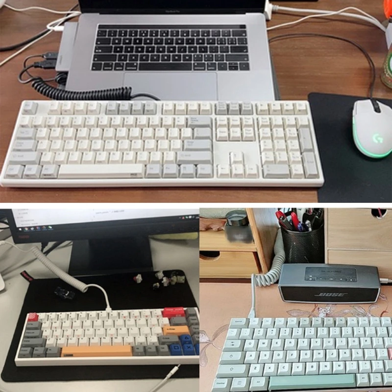 

LX9B Coiled Cable Wire Mechanical Keyboard Cable USB V2 Cable Micro USB port Cable