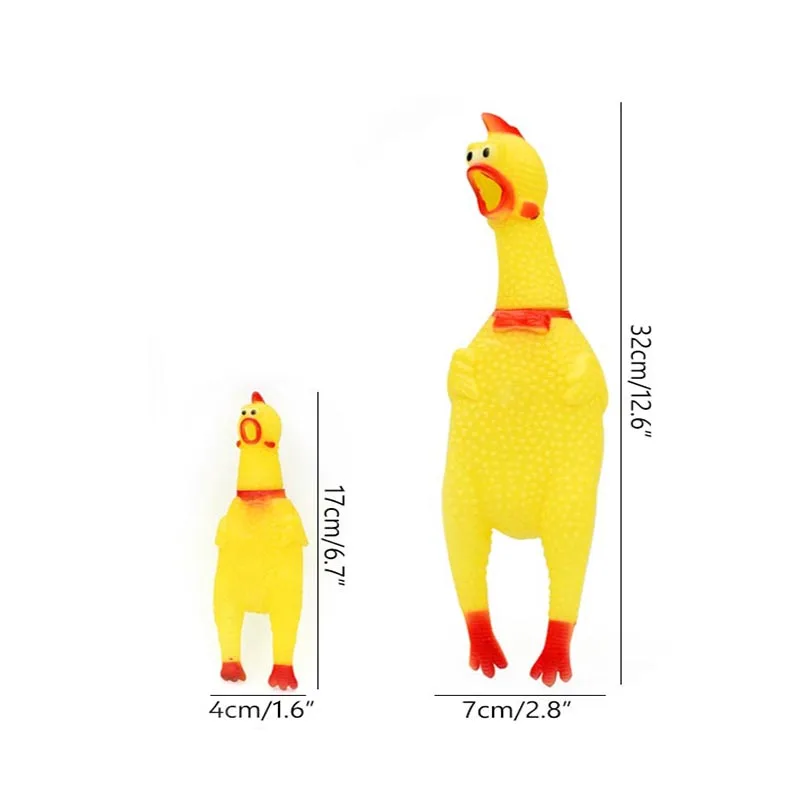 32/17cm Children's Jokes Novelty Rubber Squeeze Pet Dog Toy Yellow Sound Screaming Shrilling Chicken Funny Toys for Kids | Игрушки и