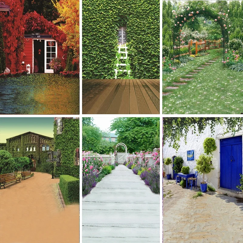 Реквизит для фотостудии Nitree фон фотосъемки уличный цветок дверь Дерево Трава