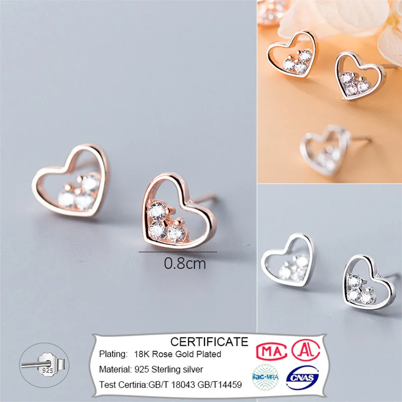 Trusta 925 пробы серебряные ювелирные изделия модные милые миниатюрные 8 мм X 7 мм полые серьги-гвоздики в форме сердца подарок для девочек, детей, леди DS514