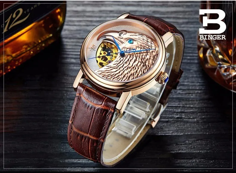 Ограниченная серия Edutuion БИНГЕР часы Хэллоуин орел узор Роскошные брендовые часы автоматические механические часы мужские наручные часы сапфир