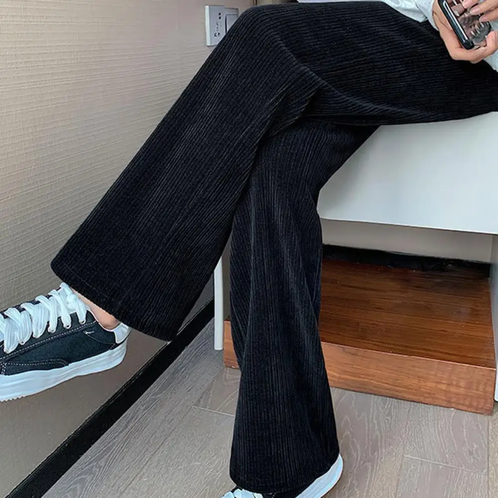 

Women Pants High Waist Excellent Keep Warm Straight Leg Lady Trousers