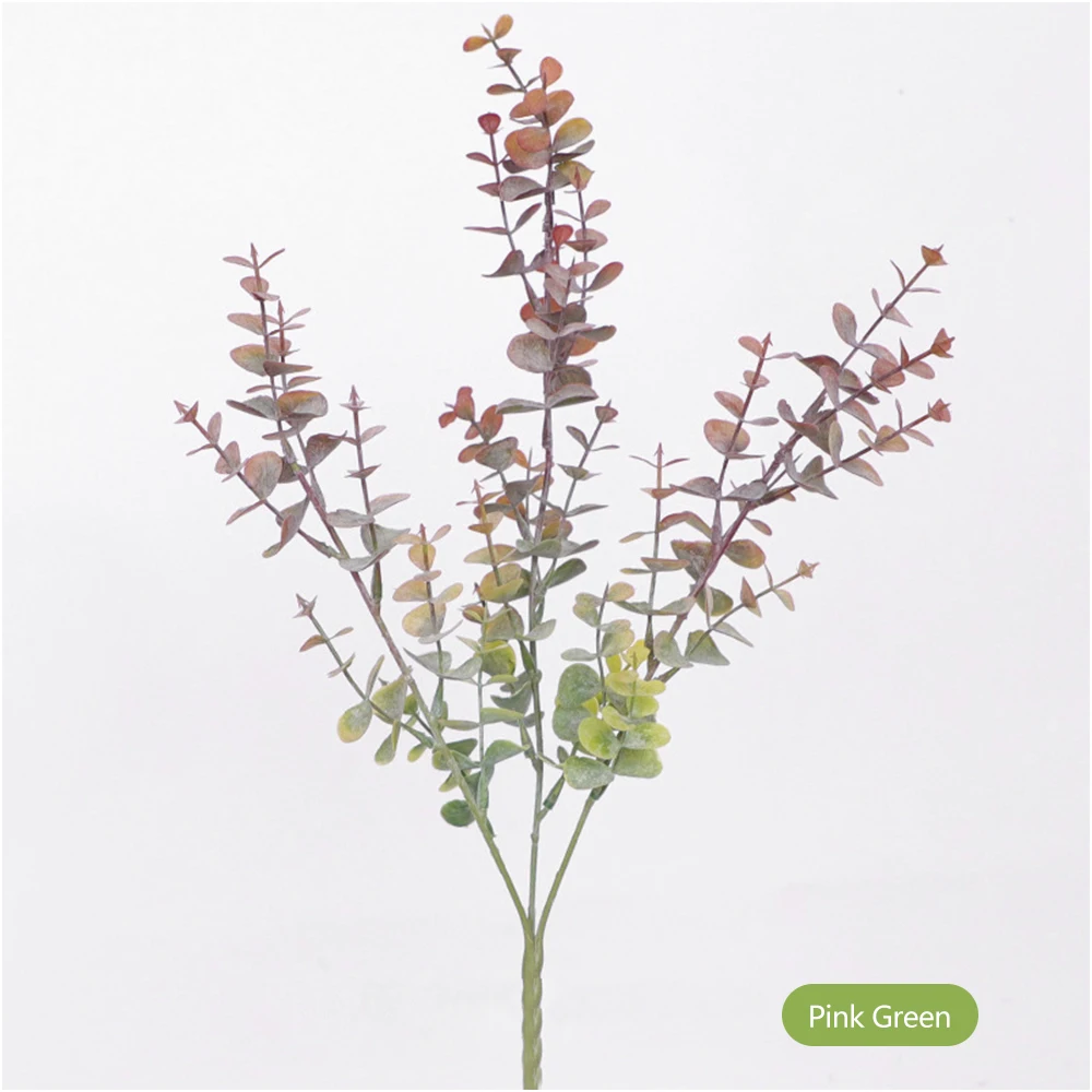 

3 fork Single Round Simulation Eucalyptus Leaf Green Plants Wedding Decoration Artificial Plant Home Decoration Simulation Leaf