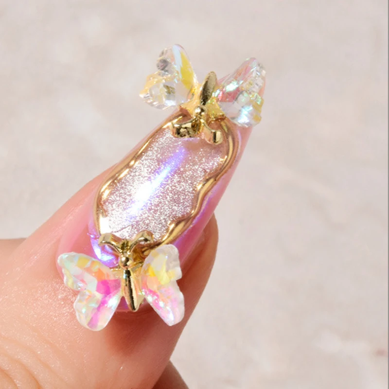 Стразы для дизайна ногтей аксессуары стеклянные хрустальные камни Бабочка 3D