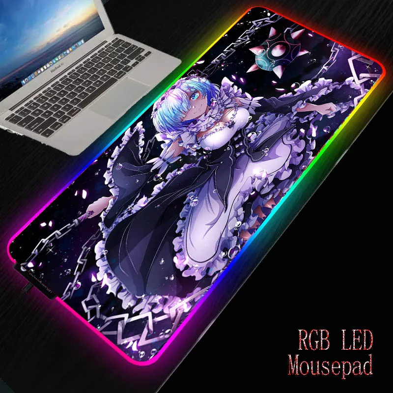 

Anime Girl Gaming RGB Computer Mouse Pad Large Gaming Mousepad XXL Mouse Pads LED Gamer Mause Carpet 900x400 Desk Mat for CS LOL