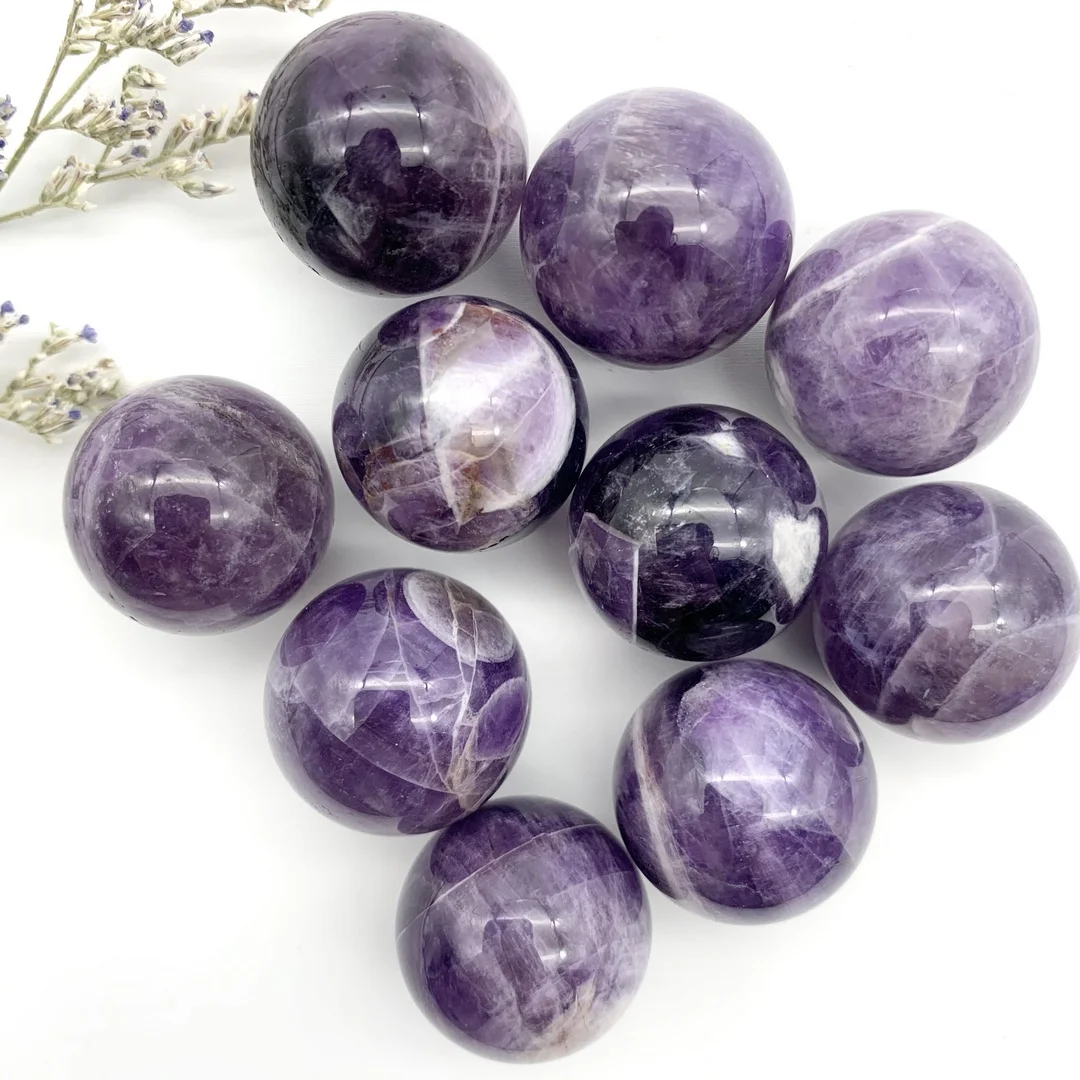 

1pc Natural Dream Amethyst Quartz Sphere Crystal Ball Stones Gem Healing Stones Gifts Decor Minerals Aesthetic Room Decor