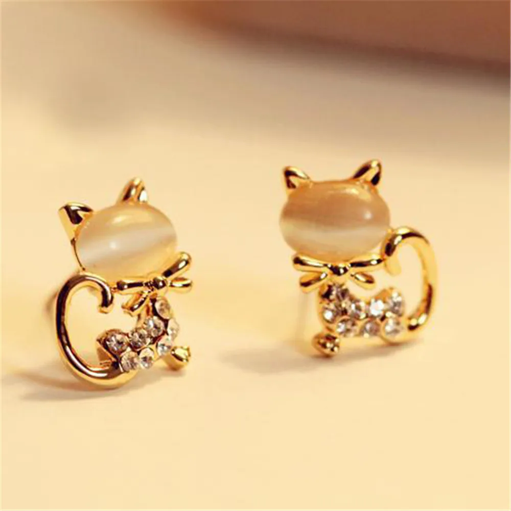 Новые брендовые модные розовые Цвет милый камень кошачий глаз серьги со шпилькой