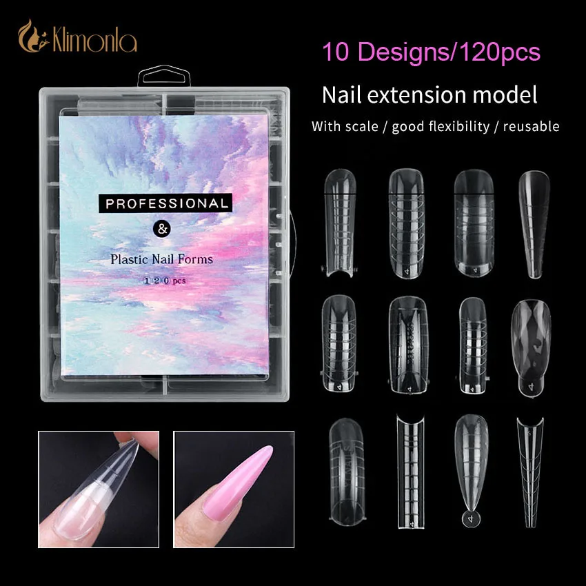 

120 Pcs/box Nail UV Gel Quick Building Mold Tips Nail Dual Forms Finger Extension Nail Art UV Builder Easy Find Nail Tools