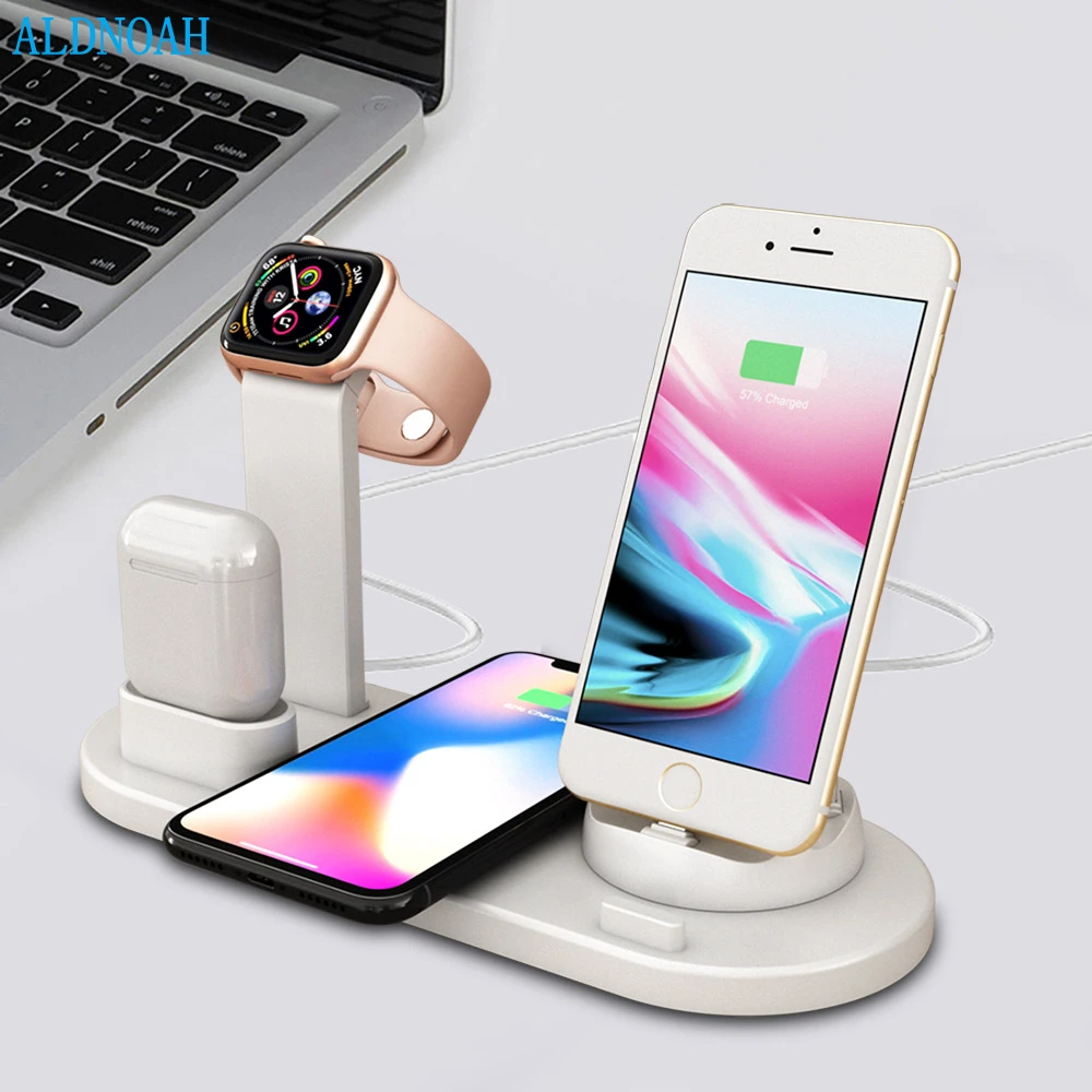 

ALDNOAH Charging Dock Stand For iPhone 12 11 XS MAX XR X 8 Plus Airpods Pro Apple Watch SE 6 5 4 3 Fast Wireless Charger Station