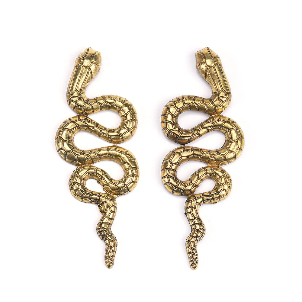 

BK New Snake Shaped Earrings Gold Silver Punk Metal Alloy Eardrop Individual Stud Woman Party Fashion Jewelry