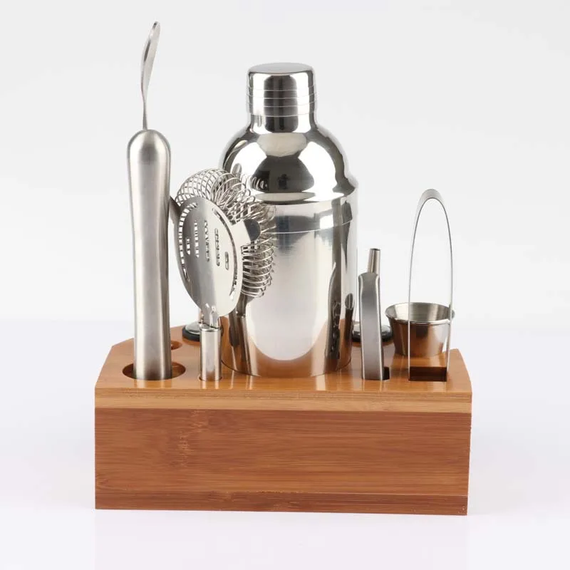 

12pcs/set Bartender Kit with Stand Stainless Steel Cocktail Shaker Set Martini Shaker Jigger Strainer Bar Mixer Spoon C44