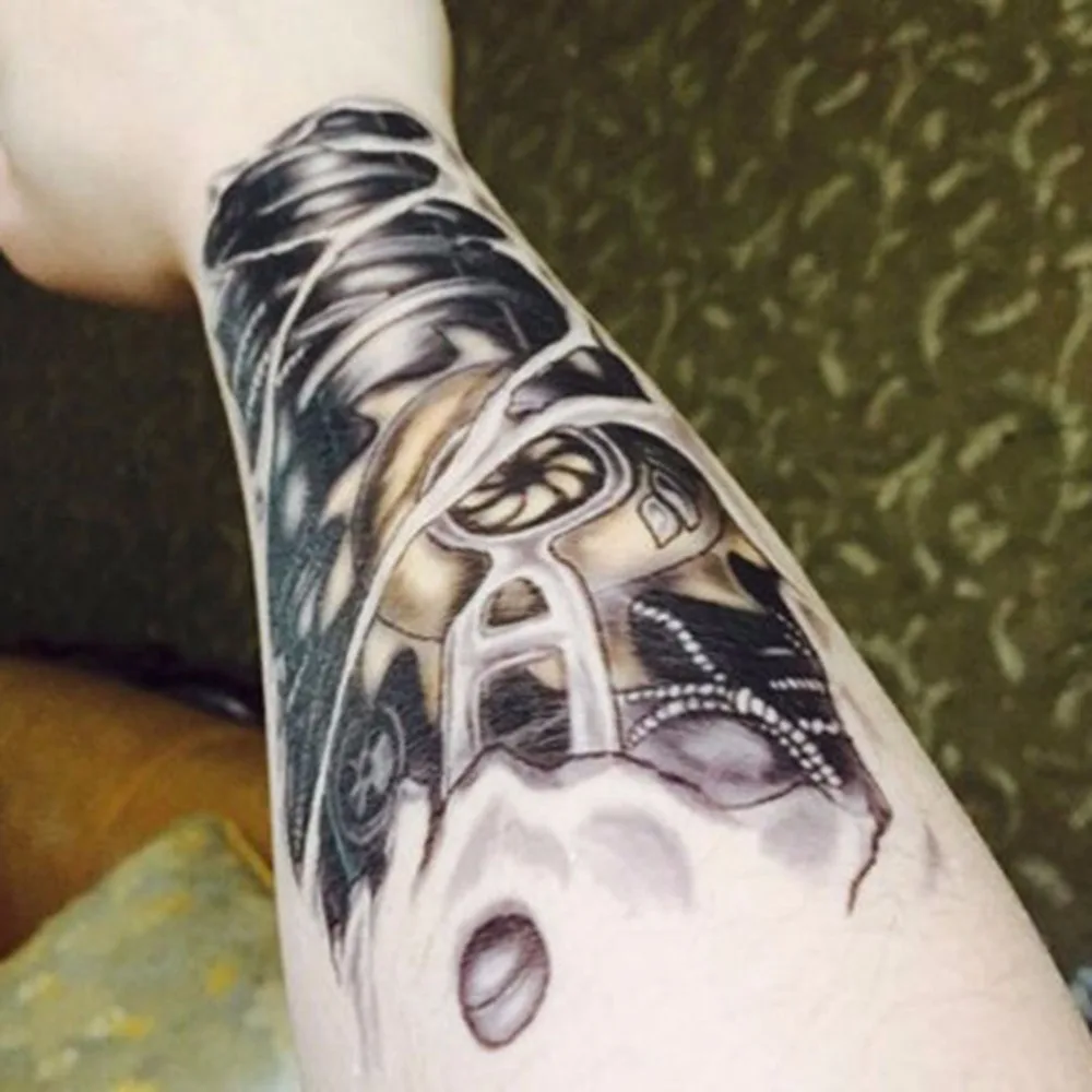 

New Arrival Arm Design Waterproof Temporary Tattoos for Boys Men 3D Mechanical Large Tattoo Sticker
