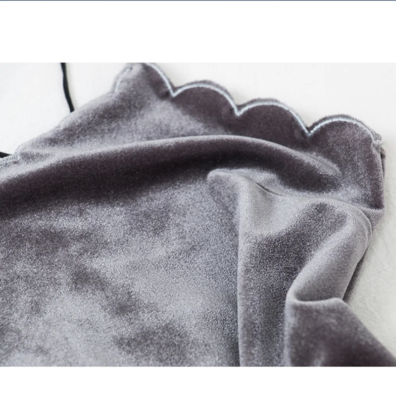 

Women Fashion Velvet Camisole Straps Tops Short Style V Neck Solid Camis Vest Shirts